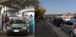 Ουρές αυτοκινήτων στη σκεπαστή της Νεάπολης από Λαρισαίους που σπεύδουν για covid19 rapid test